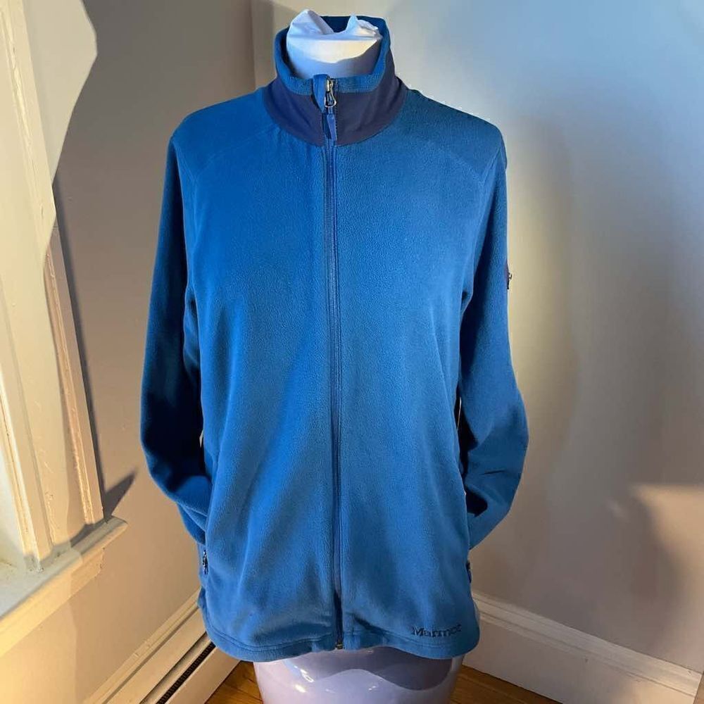 Marmot Polartech Stretch Fleece Full Zip Up. Royal Blue. Large. Unisex